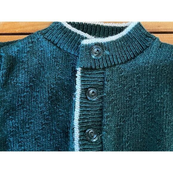 Vintage Dupont Acrylic Baby Cardigan Sweater.Green w/white trim.See measurements - Picture 4 of 8